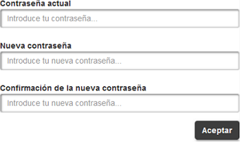 Formulario de cambio de contraseña.